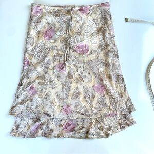 Vintage Y2K Beige Paisley Midi Skirt, S